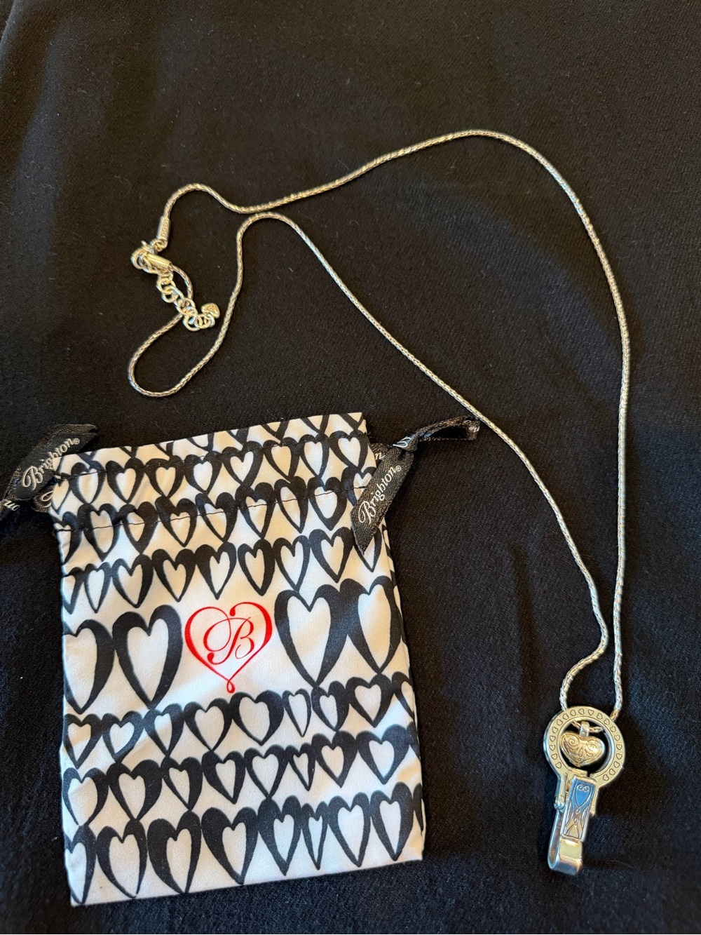 Brighton Silver-Tone Heart Clip Pendant Lanyard